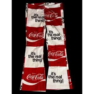 VTG 1970s COCA-COLA Bell Bottom Pants Cotton Women’s Small Drawstring Deadstock